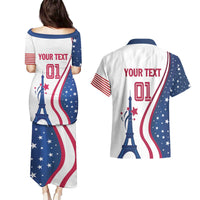Custom USA Eiffel Tower Couples Matching Puletasi and Hawaiian Shirt One Nation One Team - Wonder Print Shop