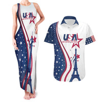 Custom USA Eiffel Tower Couples Matching Tank Maxi Dress and Hawaiian Shirt One Nation One Team - Wonder Print Shop