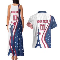 Custom USA Eiffel Tower Couples Matching Tank Maxi Dress and Hawaiian Shirt One Nation One Team - Wonder Print Shop