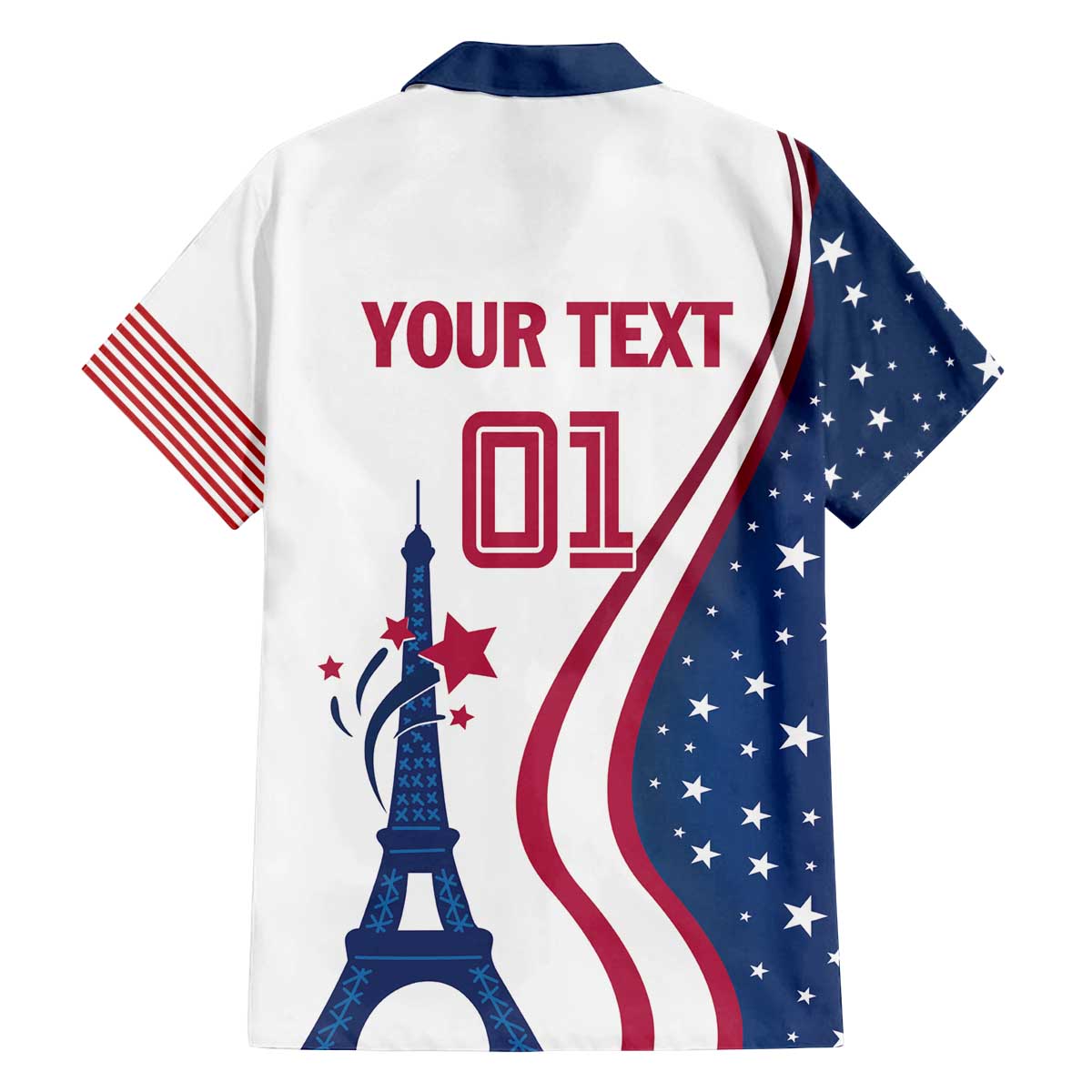 Custom USA Eiffel Tower Family Matching Off The Shoulder Long Sleeve Dress and Hawaiian Shirt One Nation One Team - Wonder Print Shop