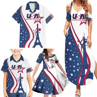 Custom USA Eiffel Tower Family Matching Summer Maxi Dress and Hawaiian Shirt One Nation One Team - Wonder Print Shop