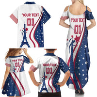Custom USA Eiffel Tower Family Matching Summer Maxi Dress and Hawaiian Shirt One Nation One Team - Wonder Print Shop