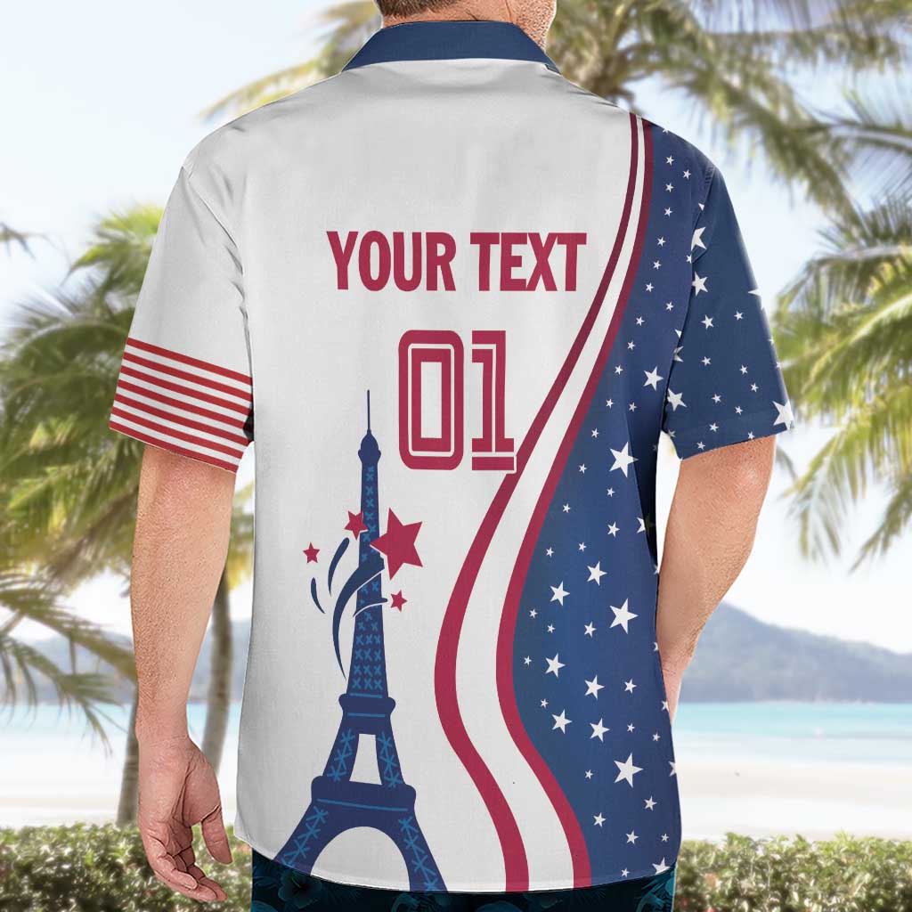 Custom USA Eiffel Tower Hawaiian Shirt One Nation One Team - Wonder Print Shop