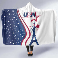 USA Eiffel Tower Hooded Blanket One Nation One Team