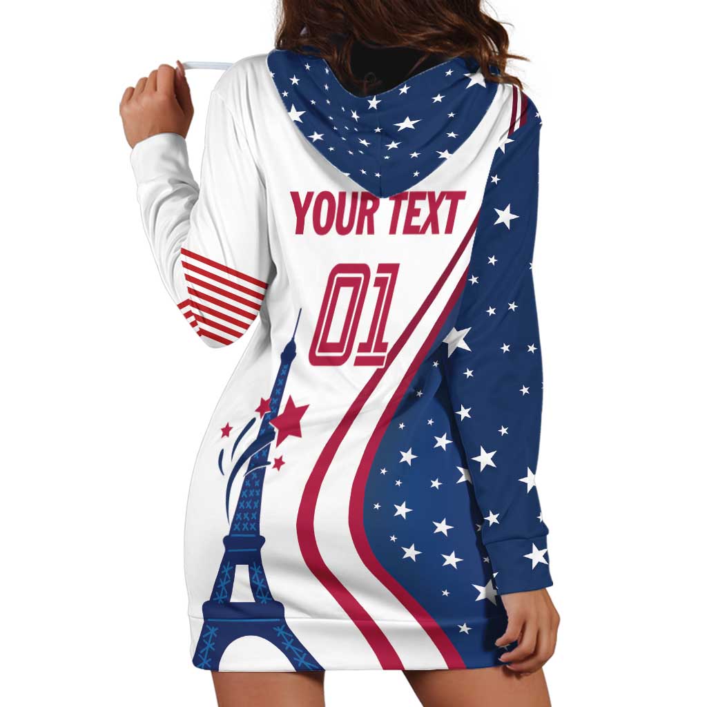 Custom USA Eiffel Tower Hoodie Dress One Nation One Team - Wonder Print Shop