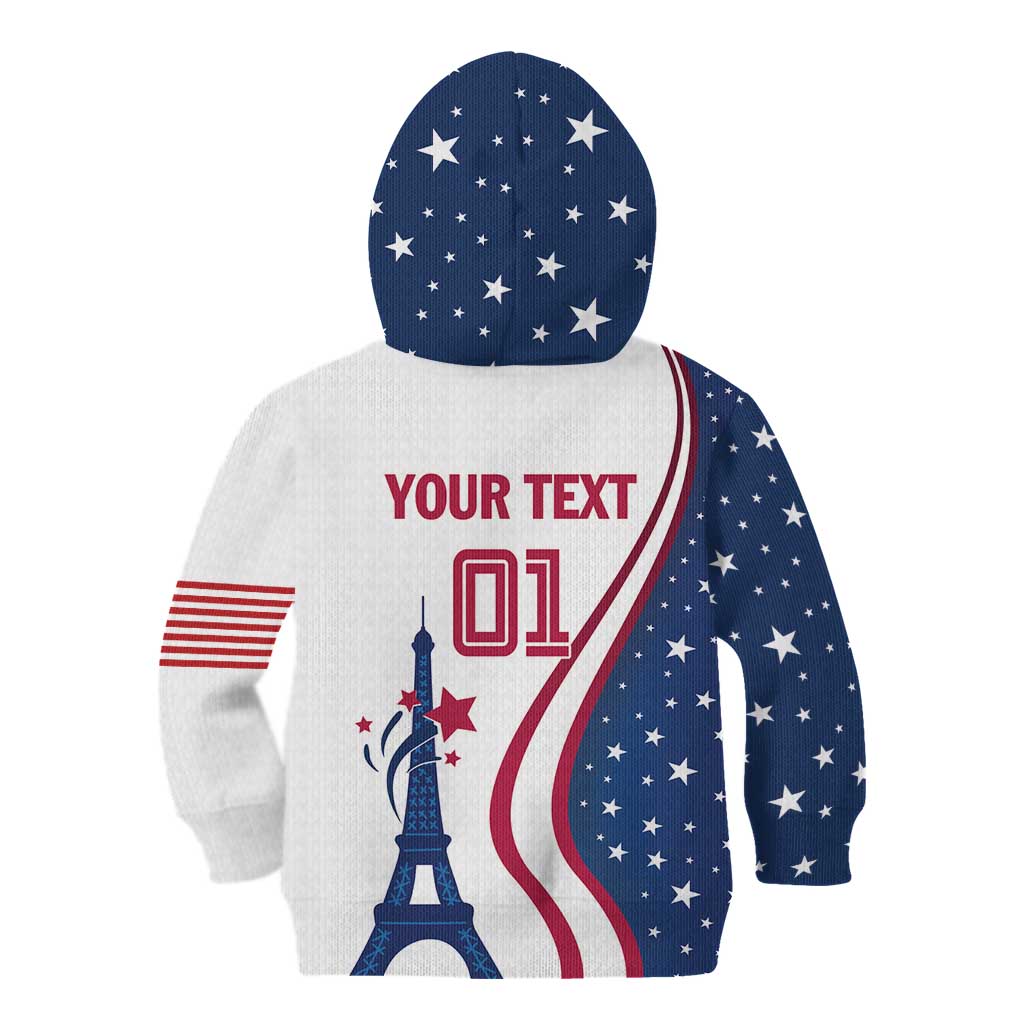 Custom USA Eiffel Tower Kid Hoodie One Nation One Team - Wonder Print Shop
