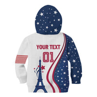 Custom USA Eiffel Tower Kid Hoodie One Nation One Team - Wonder Print Shop