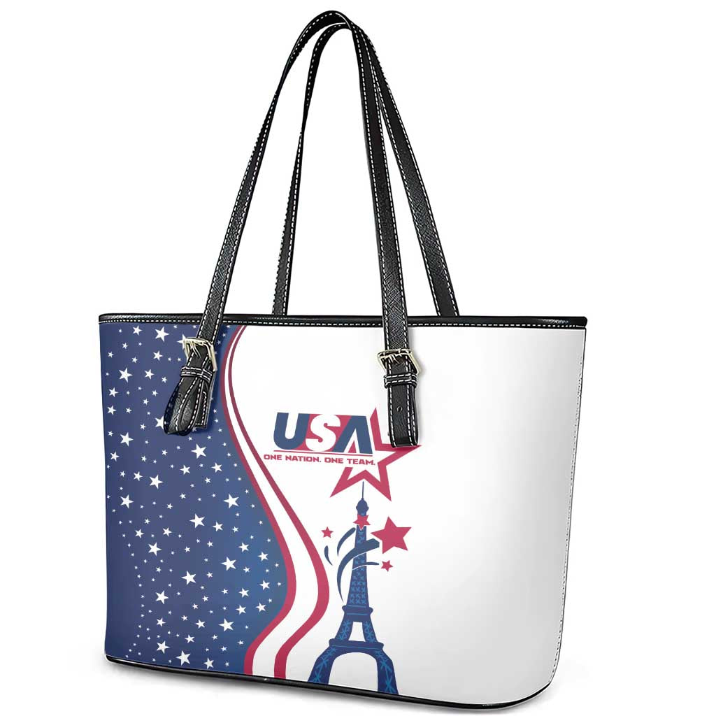 USA Eiffel Tower Leather Tote Bag One Nation One Team - Wonder Print Shop