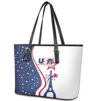 USA Eiffel Tower Leather Tote Bag One Nation One Team - Wonder Print Shop