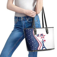 USA Eiffel Tower Leather Tote Bag One Nation One Team - Wonder Print Shop