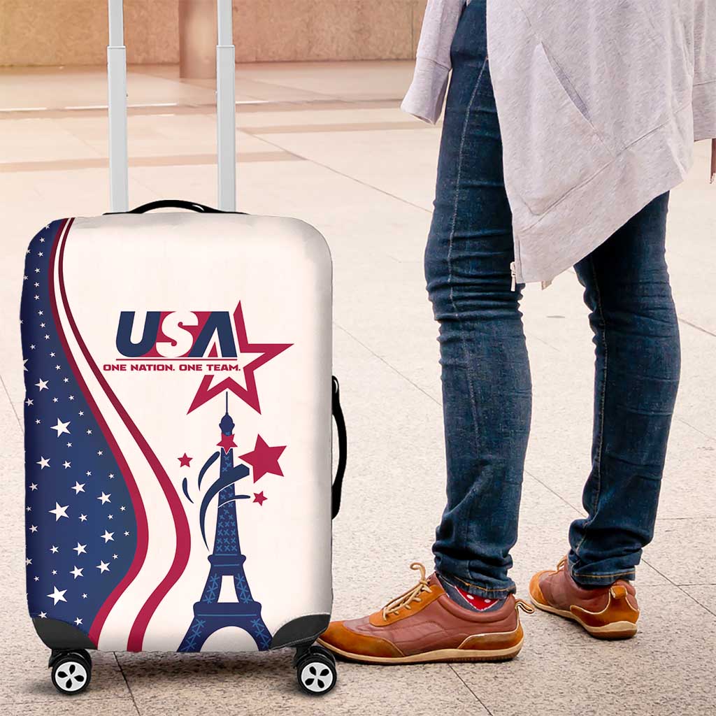 USA Eiffel Tower Luggage Cover One Nation One Team - Wonder Print Shop
