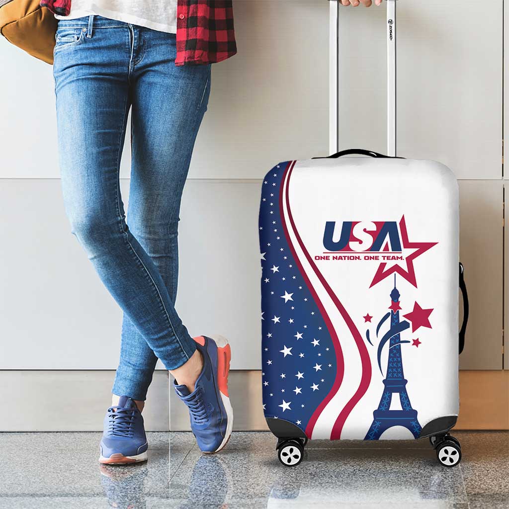 USA Eiffel Tower Luggage Cover One Nation One Team - Wonder Print Shop
