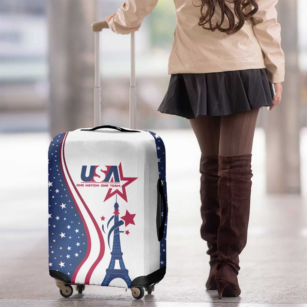 USA Eiffel Tower Luggage Cover One Nation One Team - Wonder Print Shop