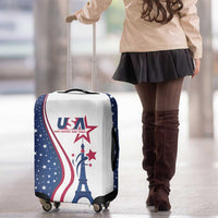USA Eiffel Tower Luggage Cover One Nation One Team - Wonder Print Shop