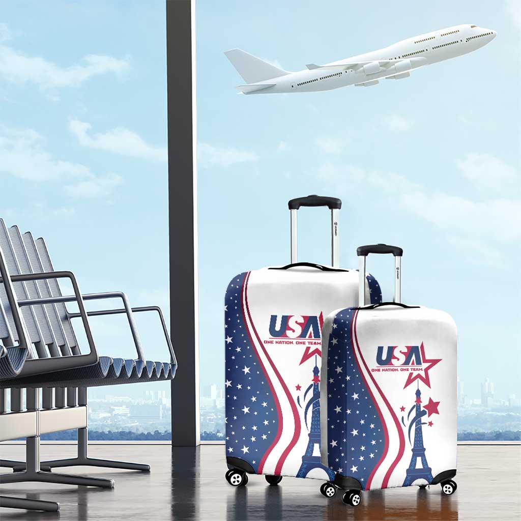 USA Eiffel Tower Luggage Cover One Nation One Team - Wonder Print Shop