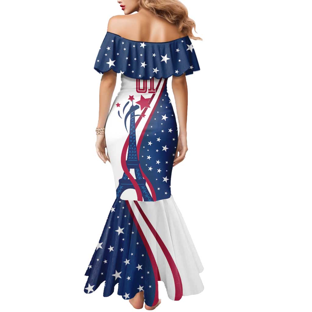 Custom USA Eiffel Tower Mermaid Dress One Nation One Team - Wonder Print Shop
