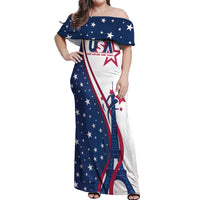 Custom USA Eiffel Tower Off Shoulder Maxi Dress One Nation One Team - Wonder Print Shop