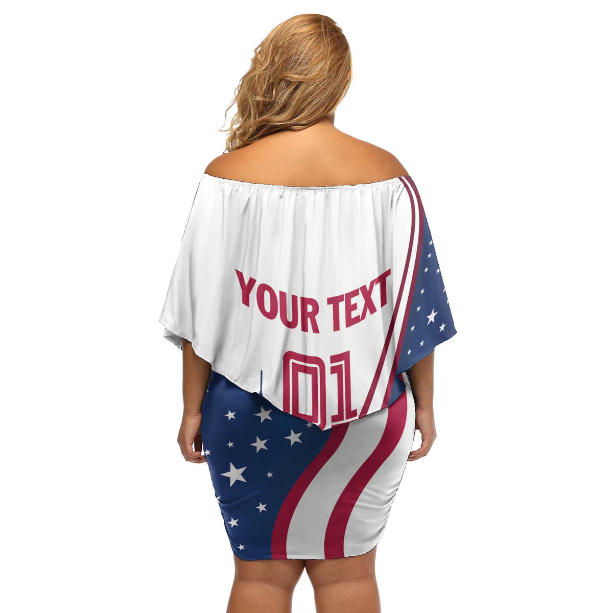 Custom USA Eiffel Tower Off Shoulder Short Dress One Nation One Team - Wonder Print Shop