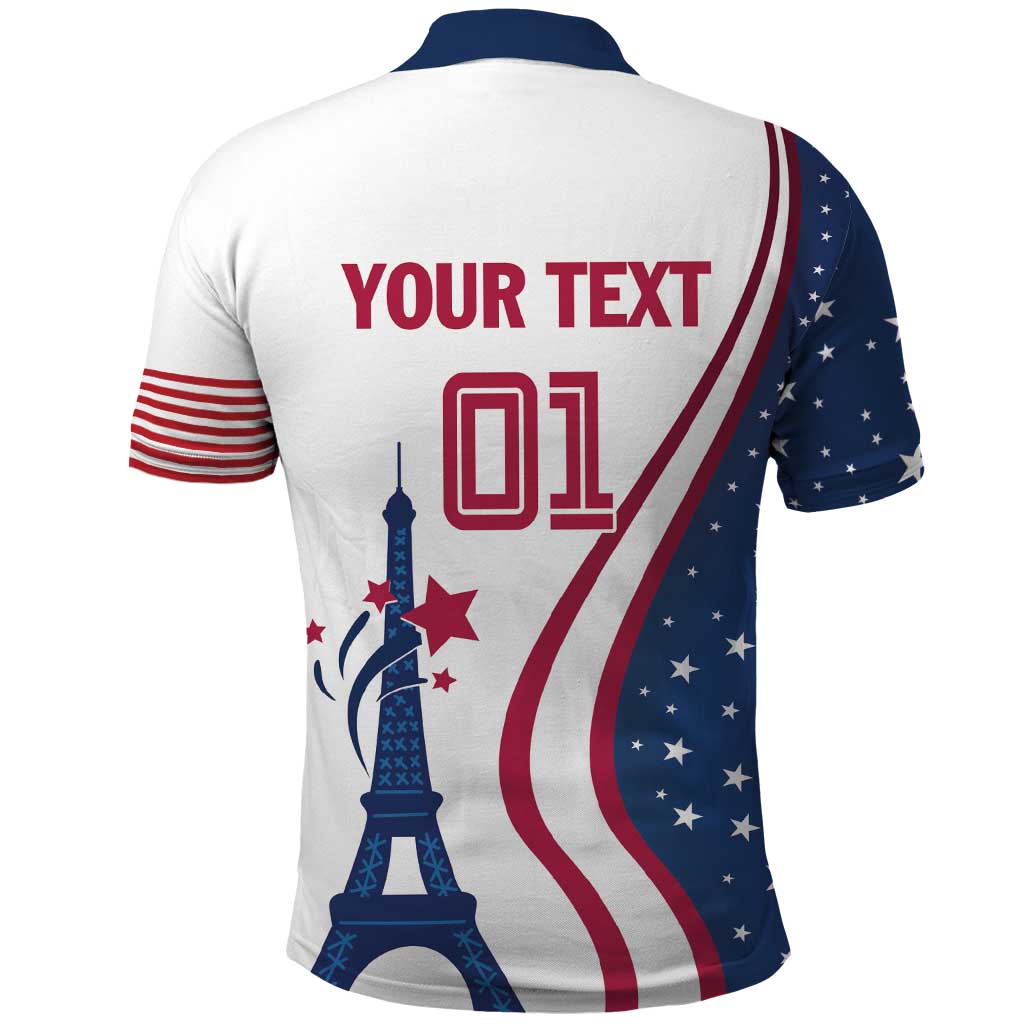 Custom USA Eiffel Tower Polo Shirt One Nation One Team - Wonder Print Shop