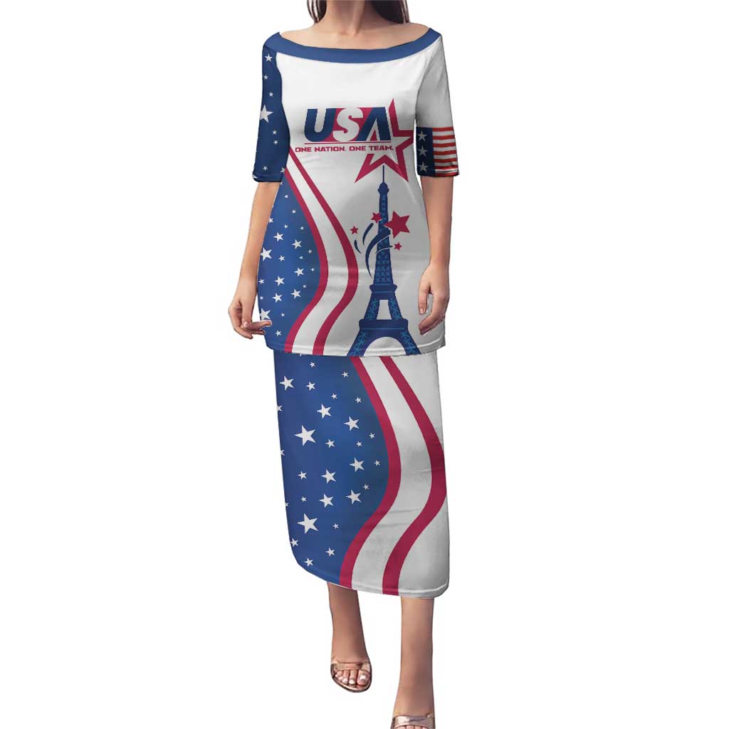 Custom USA Eiffel Tower Puletasi One Nation One Team - Wonder Print Shop