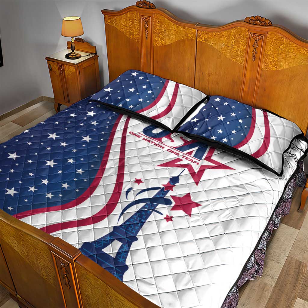USA Eiffel Tower Quilt Bed Set One Nation One Team - Wonder Print Shop