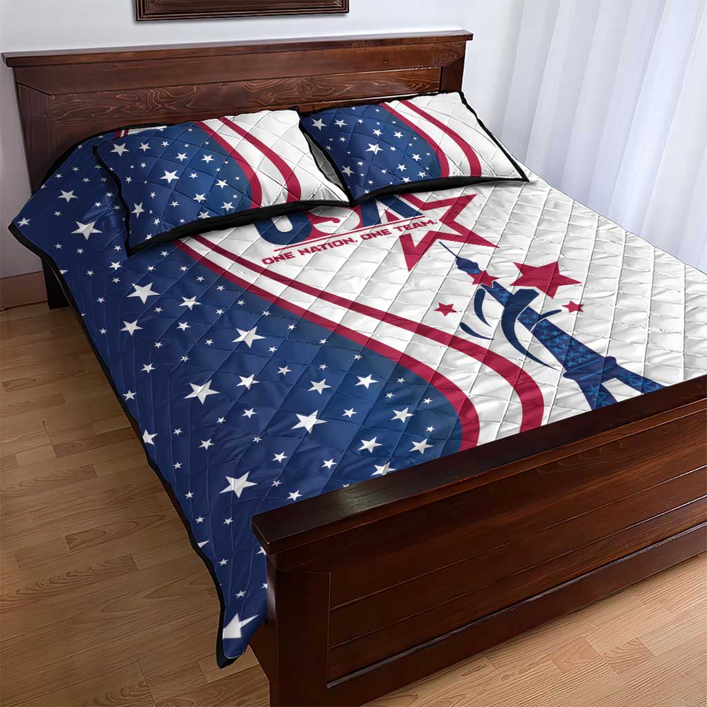 USA Eiffel Tower Quilt Bed Set One Nation One Team - Wonder Print Shop