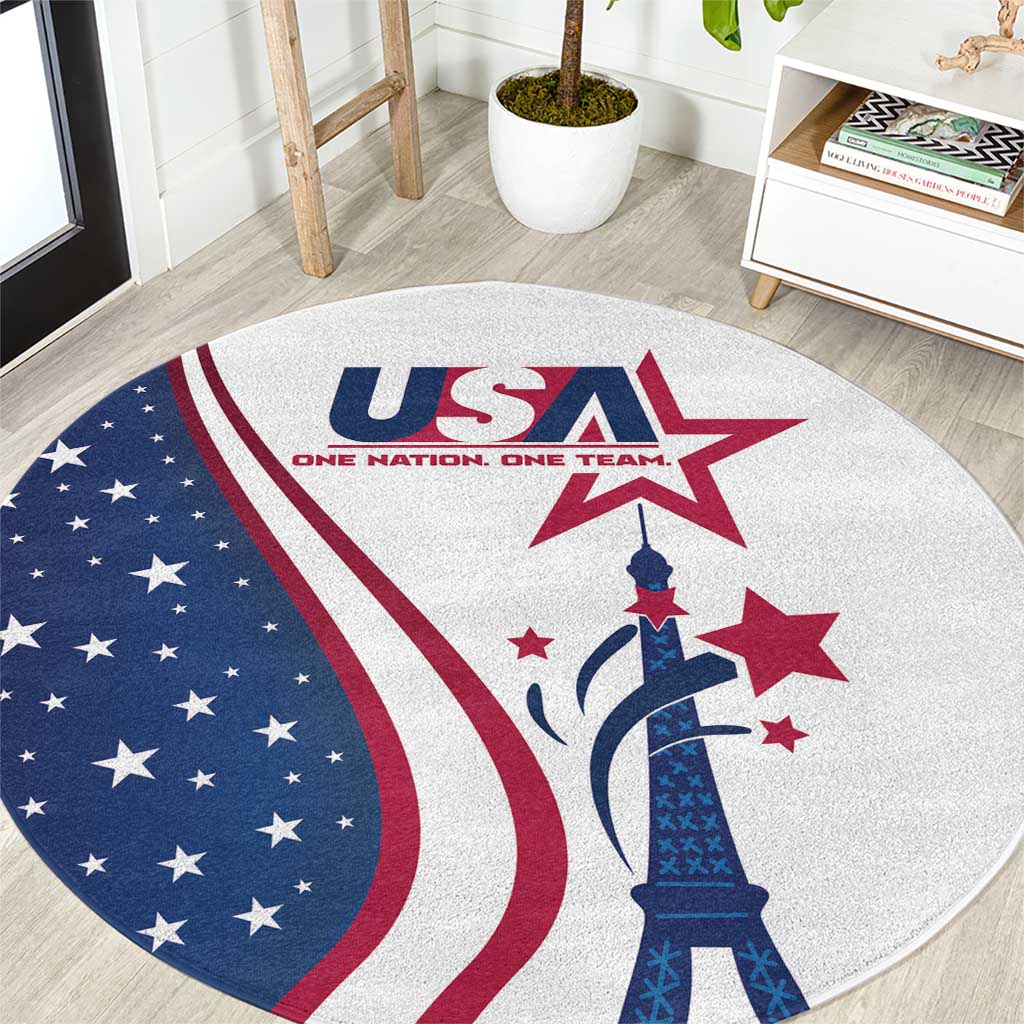 USA Eiffel Tower Round Carpet One Nation One Team