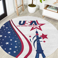 USA Eiffel Tower Round Carpet One Nation One Team