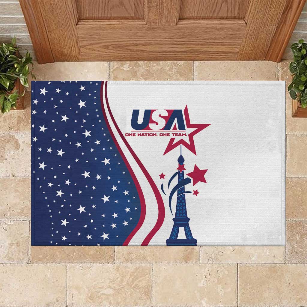 USA Eiffel Tower Rubber Doormat One Nation One Team - Wonder Print Shop