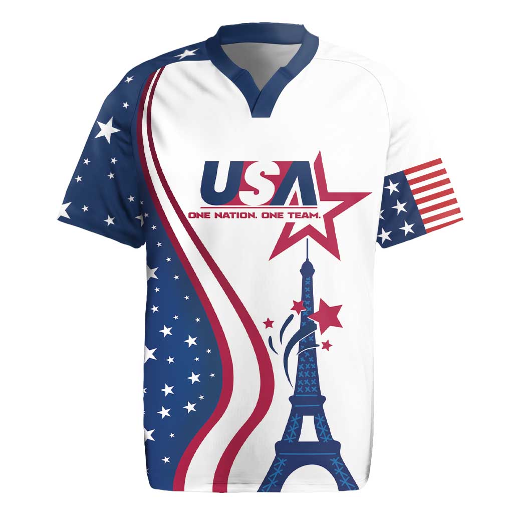 Custom USA Eiffel Tower Rugby Jersey One Nation One Team - Wonder Print Shop