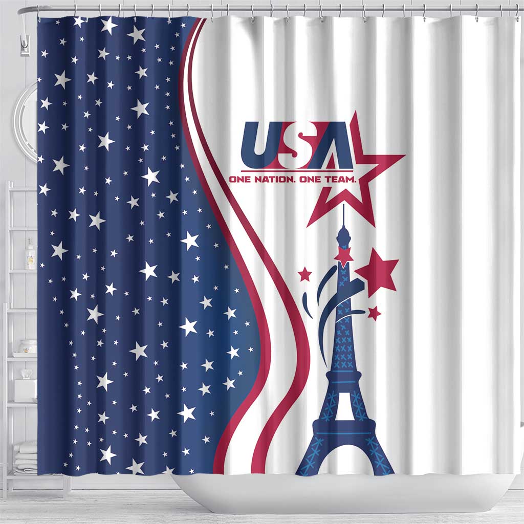 USA Eiffel Tower Shower Curtain One Nation One Team
