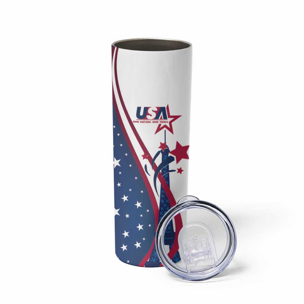 USA Eiffel Tower Skinny Tumbler One Nation One Team - Wonder Print Shop