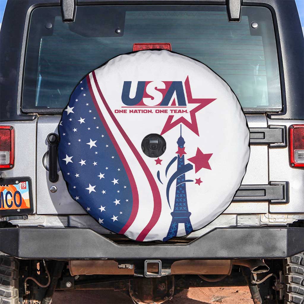 USA Eiffel Tower Spare Tire Cover One Nation One Team - Wonder Print Shop