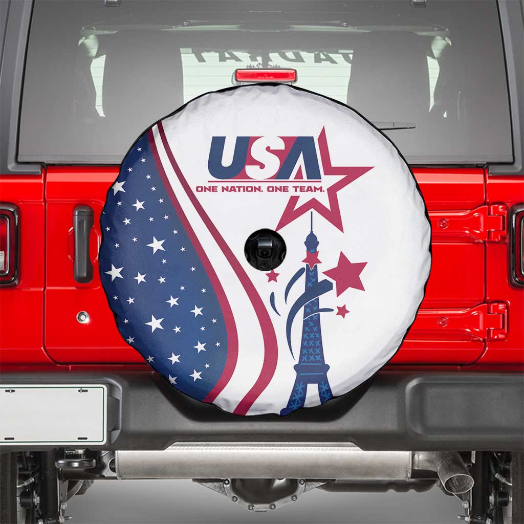 USA Eiffel Tower Spare Tire Cover One Nation One Team - Wonder Print Shop