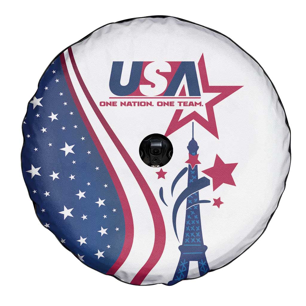 USA Eiffel Tower Spare Tire Cover One Nation One Team - Wonder Print Shop