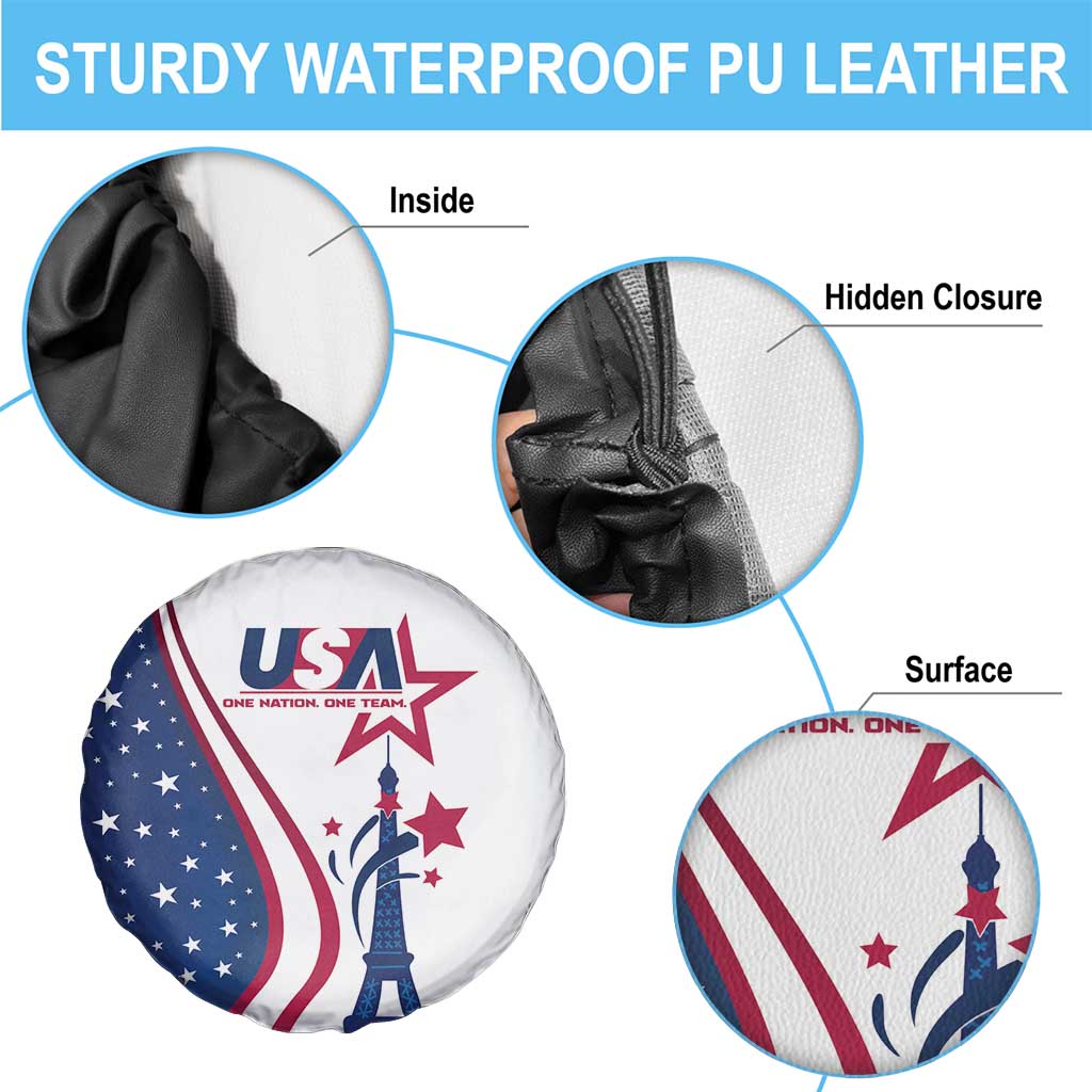 USA Eiffel Tower Spare Tire Cover One Nation One Team - Wonder Print Shop