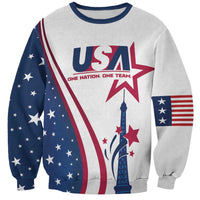 Custom USA Eiffel Tower Sweatshirt One Nation One Team - Wonder Print Shop