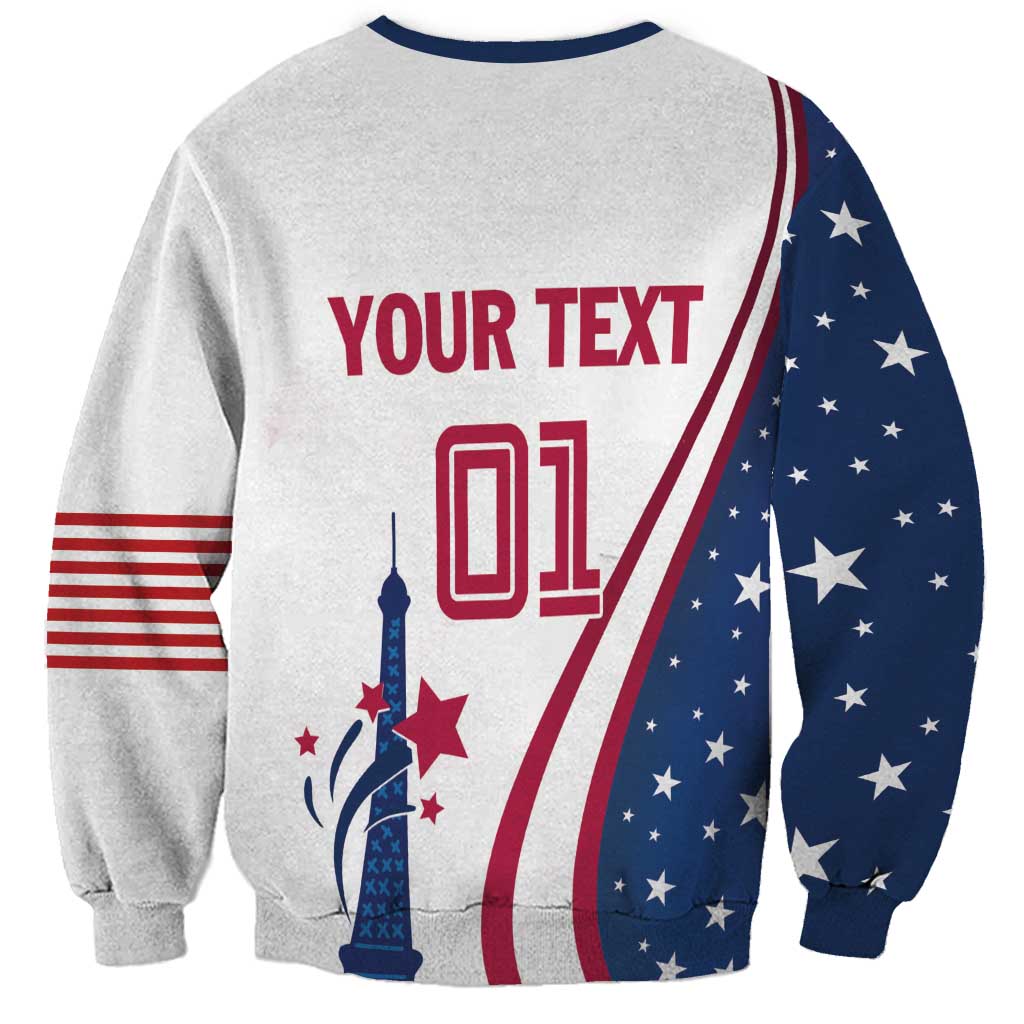 Custom USA Eiffel Tower Sweatshirt One Nation One Team - Wonder Print Shop