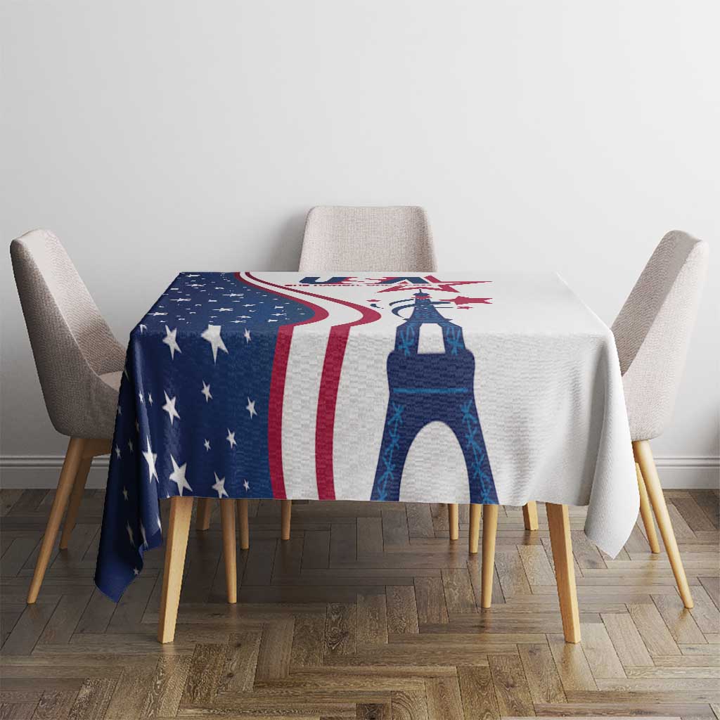 USA Eiffel Tower Tablecloth One Nation One Team - Wonder Print Shop