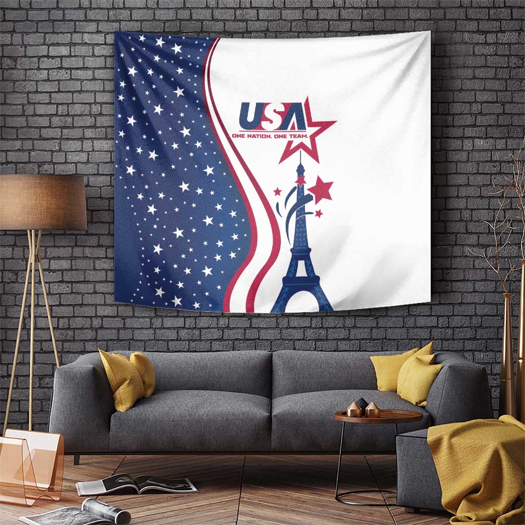 USA Eiffel Tower Tapestry One Nation One Team - Wonder Print Shop