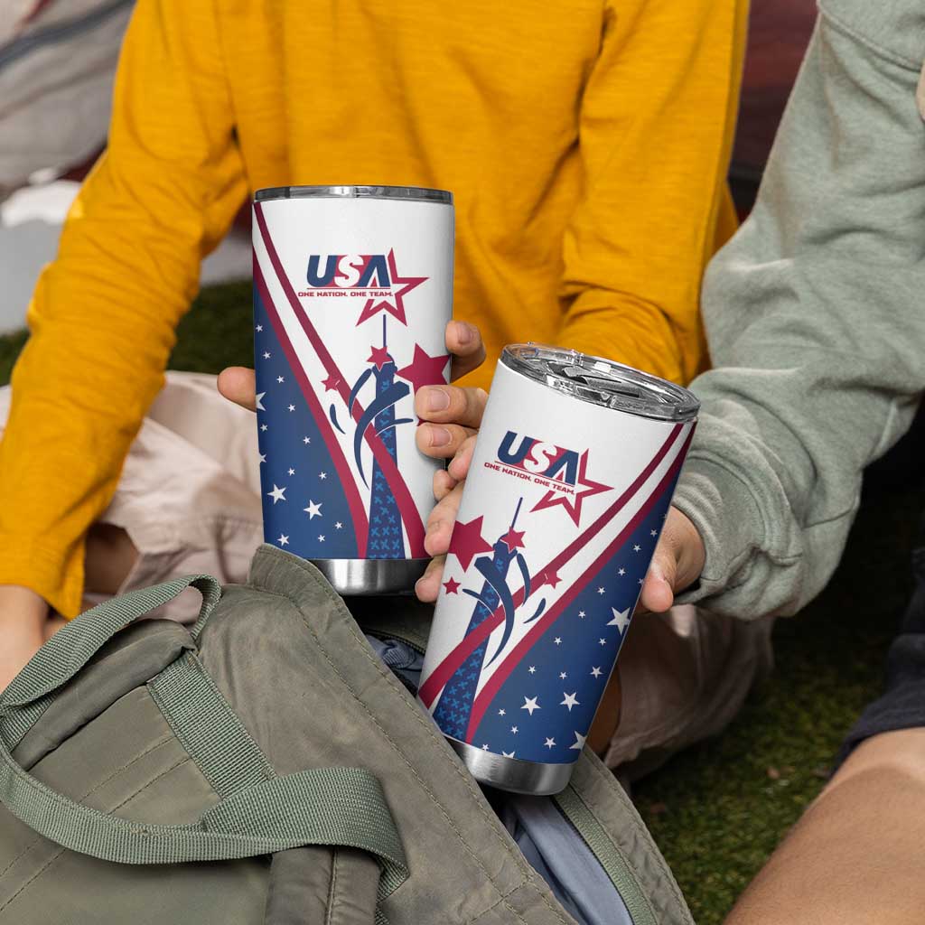 USA Eiffel Tower Tumbler Cup One Nation One Team - Wonder Print Shop