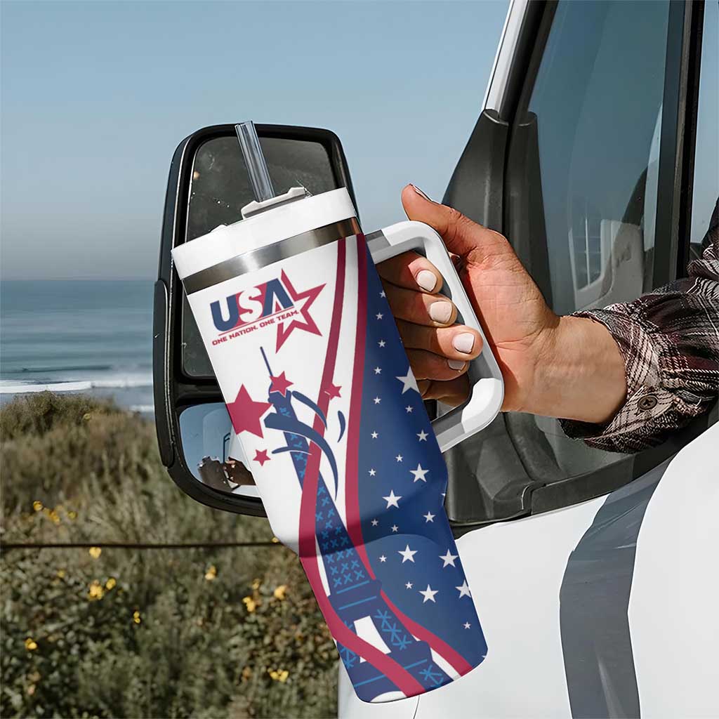 USA Eiffel Tower Tumbler With Handle One Nation One Team - Wonder Print Shop