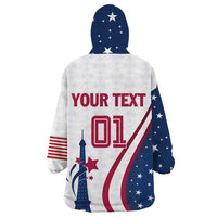 Custom USA Eiffel Tower Wearable Blanket Hoodie One Nation One Team - Wonder Print Shop