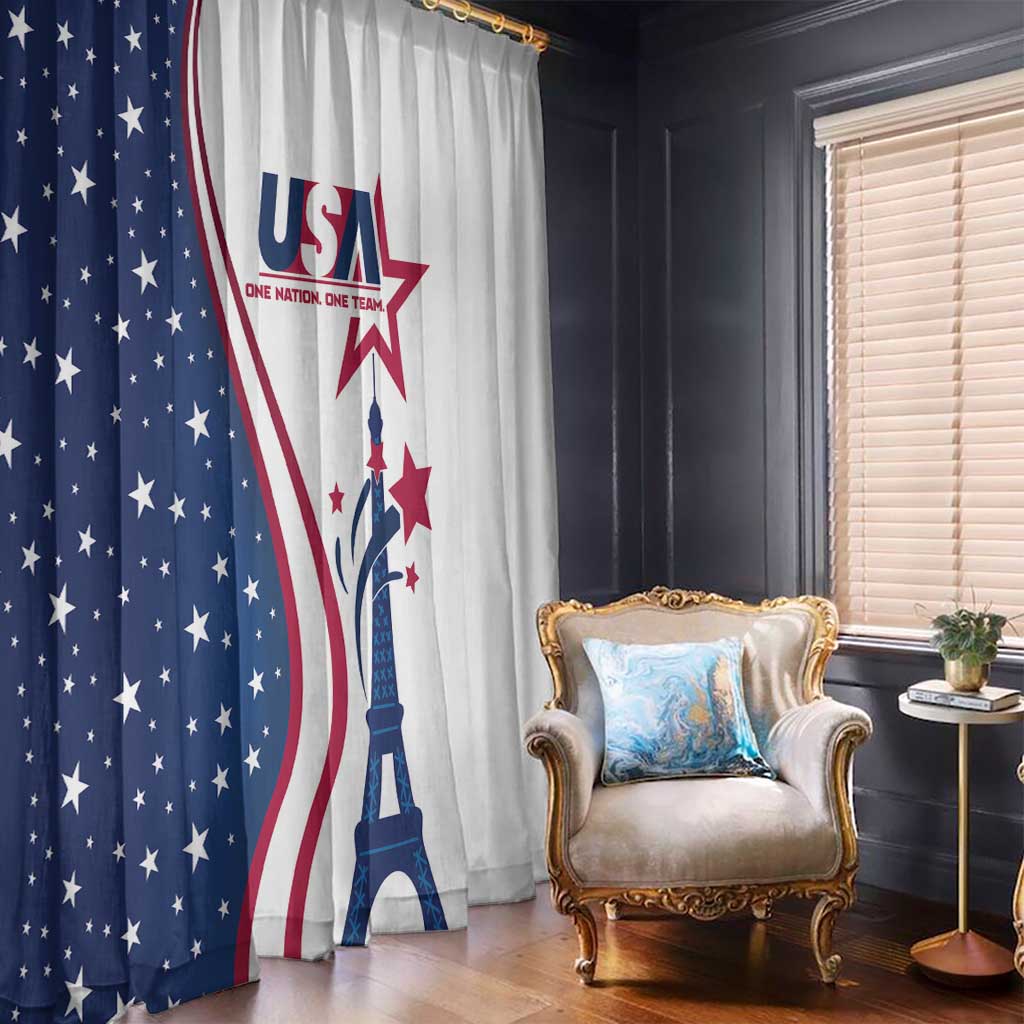 USA Eiffel Tower Window Curtain One Nation One Team - Wonder Print Shop