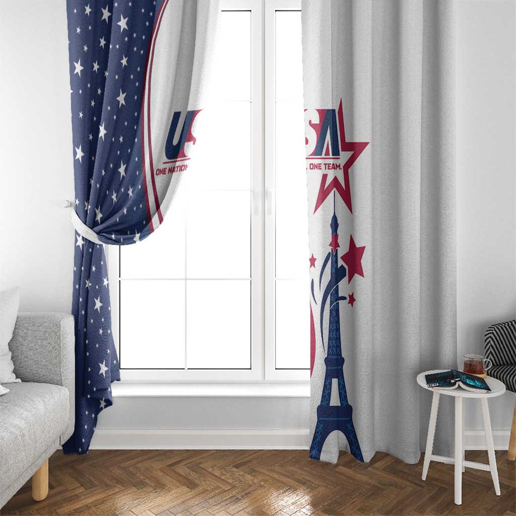 USA Eiffel Tower Window Curtain One Nation One Team - Wonder Print Shop