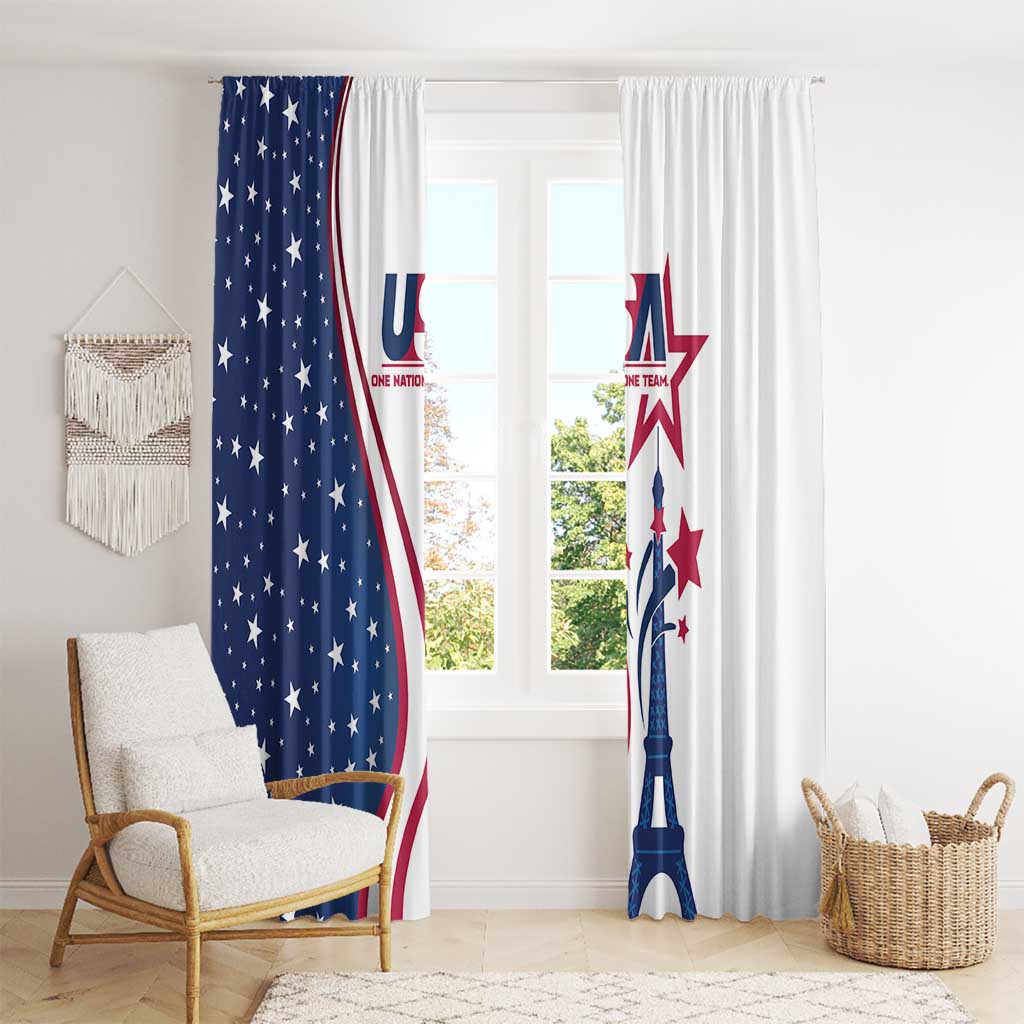 USA Eiffel Tower Window Curtain One Nation One Team - Wonder Print Shop