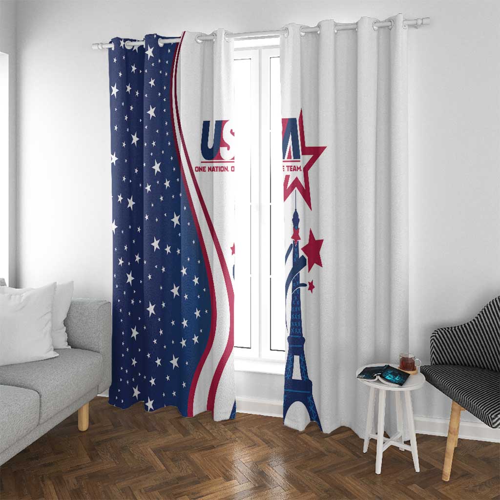 USA Eiffel Tower Window Curtain One Nation One Team - Wonder Print Shop