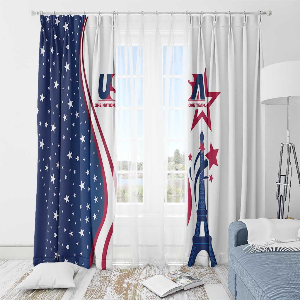 USA Eiffel Tower Window Curtain One Nation One Team - Wonder Print Shop