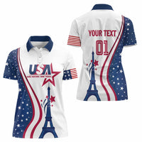 Custom USA Eiffel Tower Women Polo Shirt One Nation One Team - Wonder Print Shop