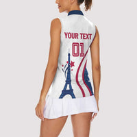 Custom USA Eiffel Tower Women Sleeveless Polo Shirt One Nation One Team - Wonder Print Shop